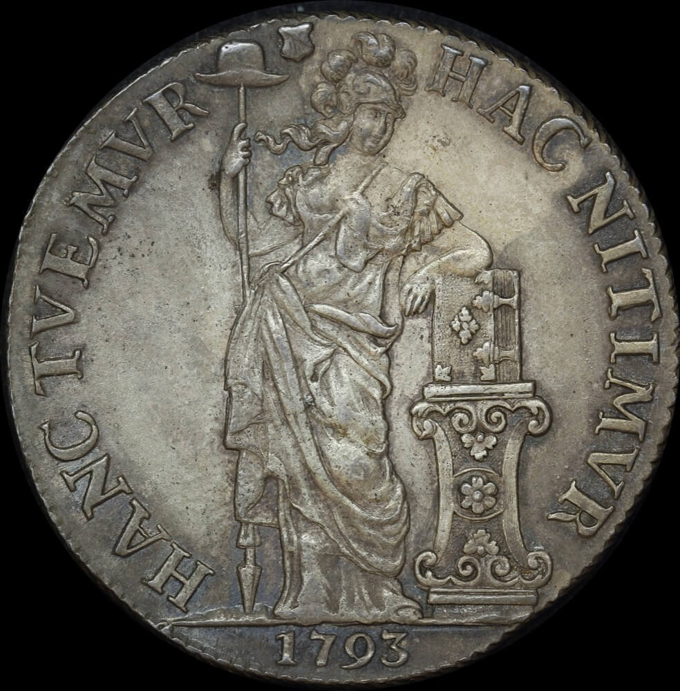 Netherlands (Utrecht) 1793 Silver Three Guilder KM#117 good EF product image