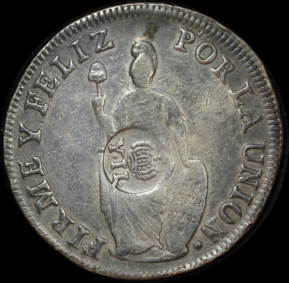 Philippines 1834 ~ 1837 Silver 8 Reales Countermark on Peru 8 Reales KM#138.2 Very Fine product image