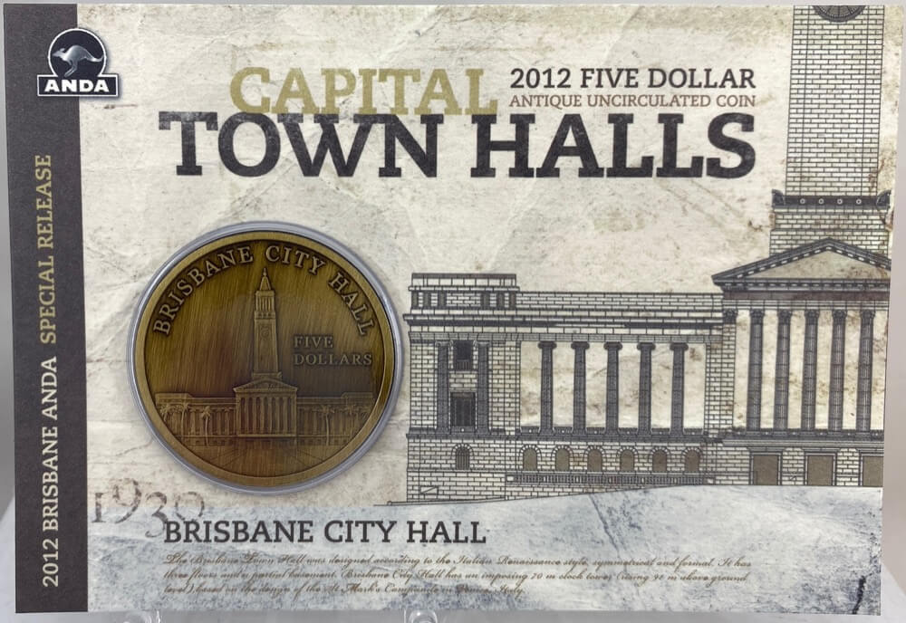 2012 5 Dollar Antique Uncirculated Capital Town Halls Coin - Brisbane product image