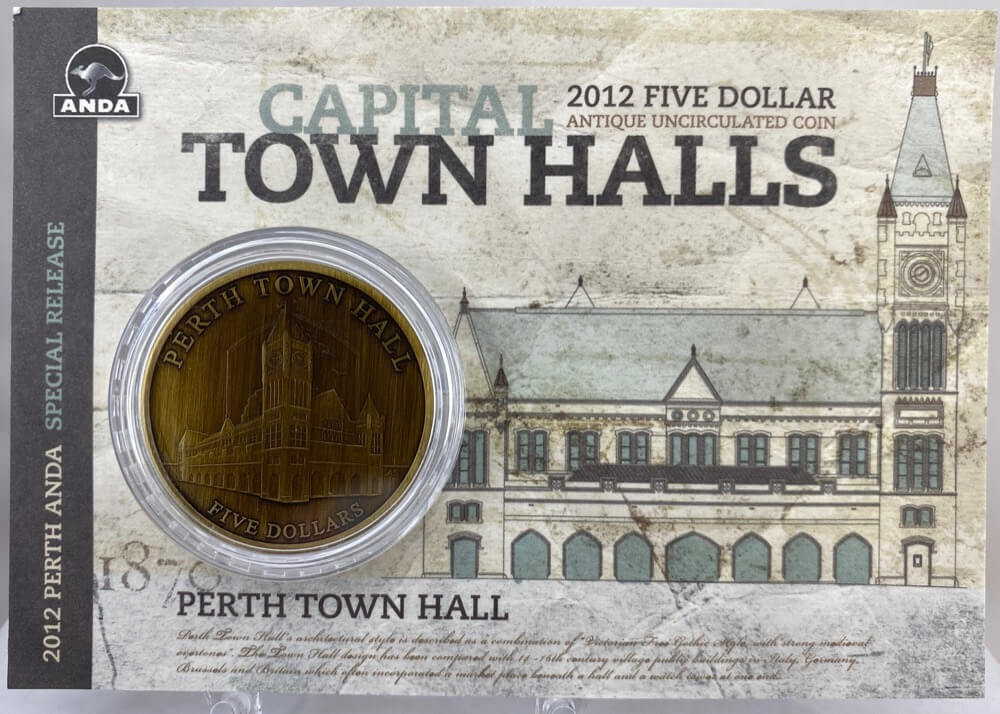 2012 5 Dollar Antique Uncirculated Capital Town Halls Coin - Perth product image