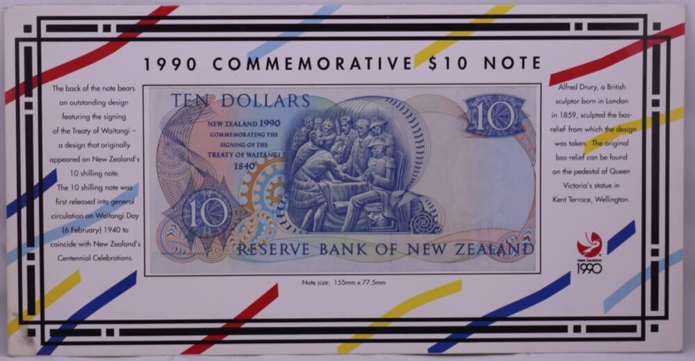 New Zealand 1990 10 Dollars in Folder Pick#176 Uncirculated BBB Prefix product image