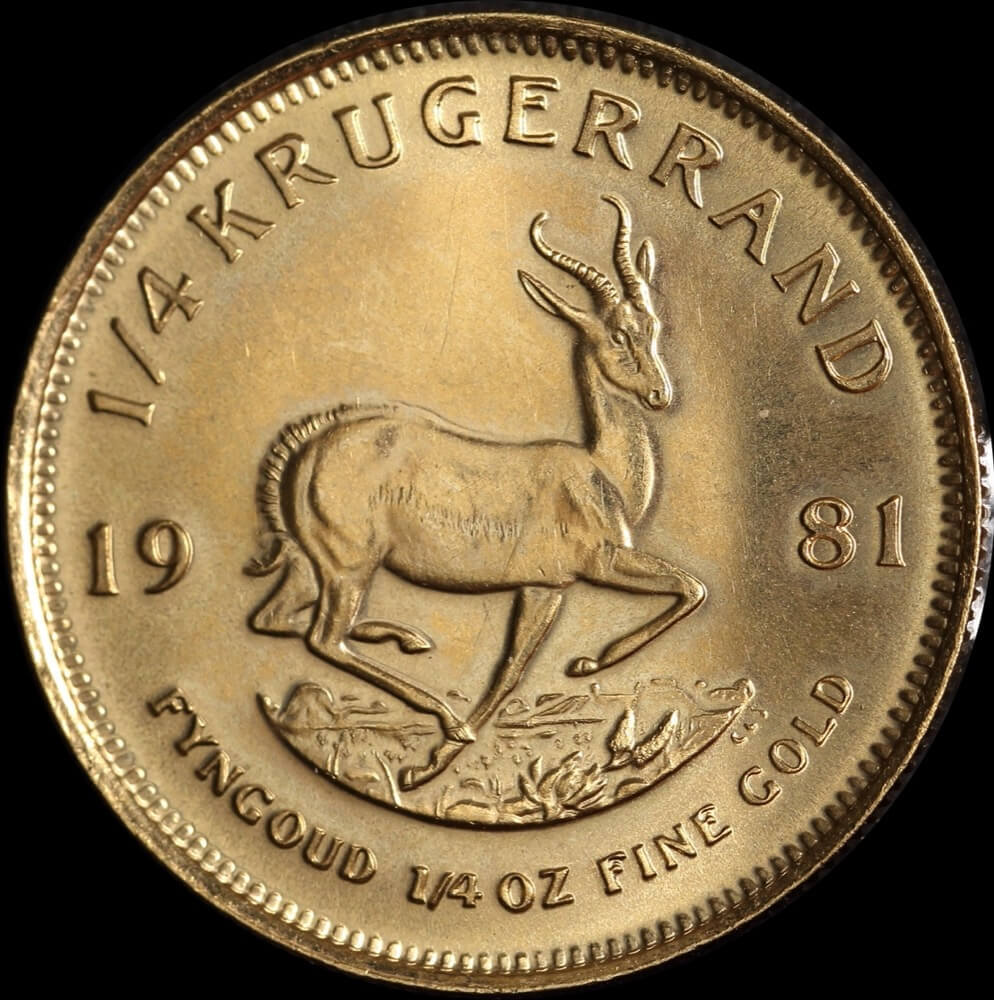 South Africa 1981 Gold 1/4 Ozt Krugerrand Uncirculated product image