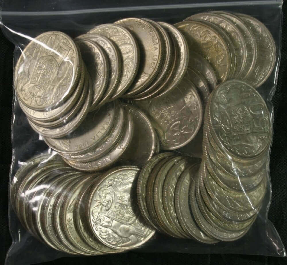 Bag Of 50 Australian 1966 Round 50c Aussie Junk Silver product image
