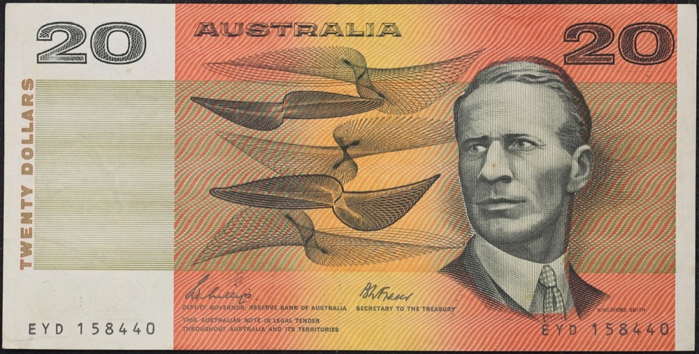 1989 $20 Note Phillips/Fraser EYD Last Prefix R411L good VF product image