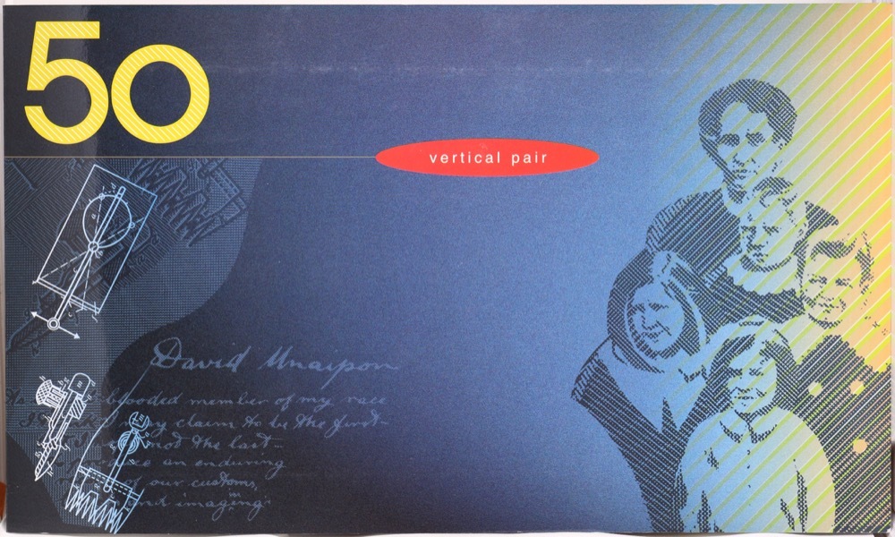 1999 Fifty Dollar Uncut Vertical Pair Deluxe Red Serials product image