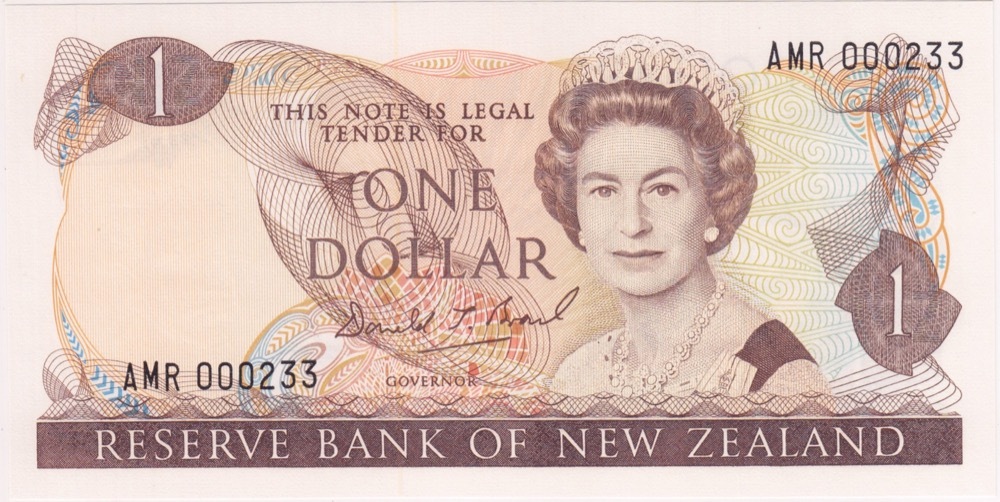 New Zealand 1990 1 Dollar Brash Pick#169c Uncirculated AMR Prefix, Convention Issue product image