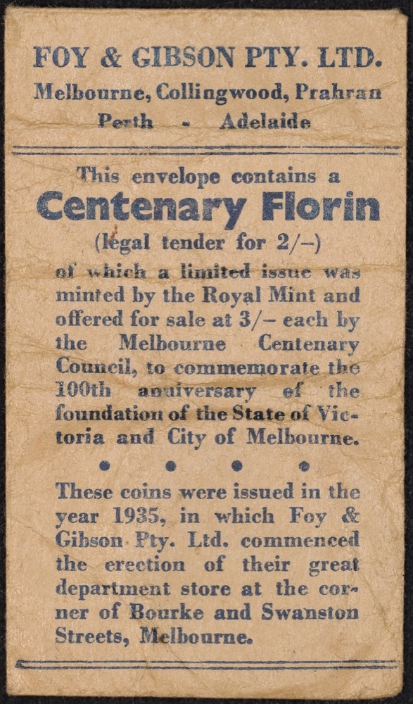 1934/5 Foy & Gibson Paper Bag (Melbourne) Very Fine product image