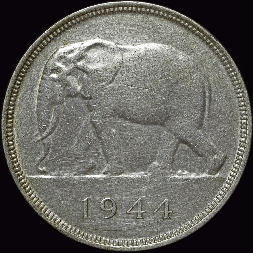 Belgian Congo 1944 Silver 50 Francs KM#27 good EF product image