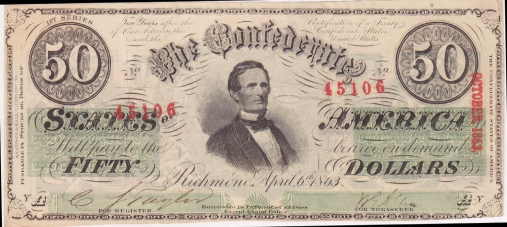United States (Confederate) 1863 50 Dollars  Pick#T57 Extremely Fine product image