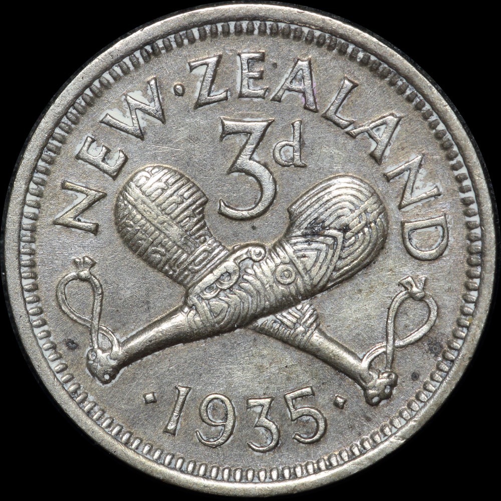 New Zealand 1935 Silver Threepence KM#1 Very Fine product image
