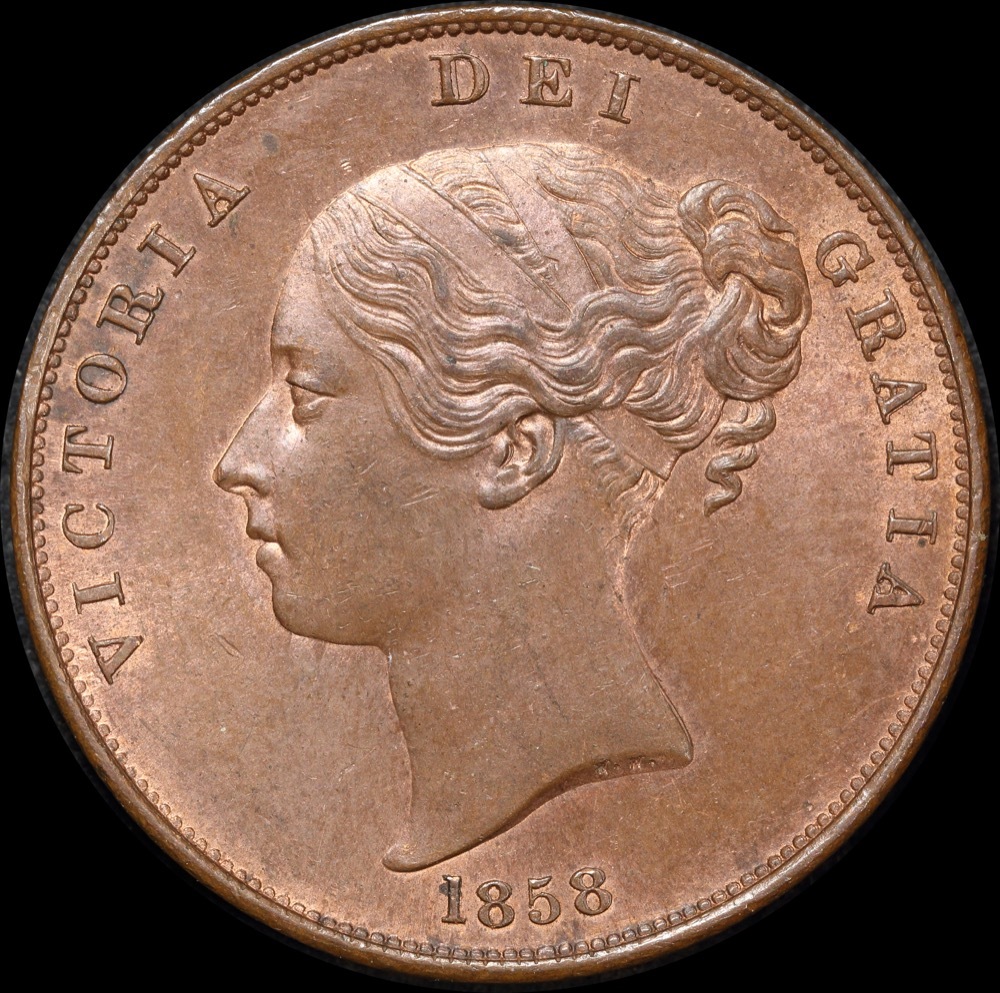 1858 Copper Penny Victoria S#3948 about Unc product image