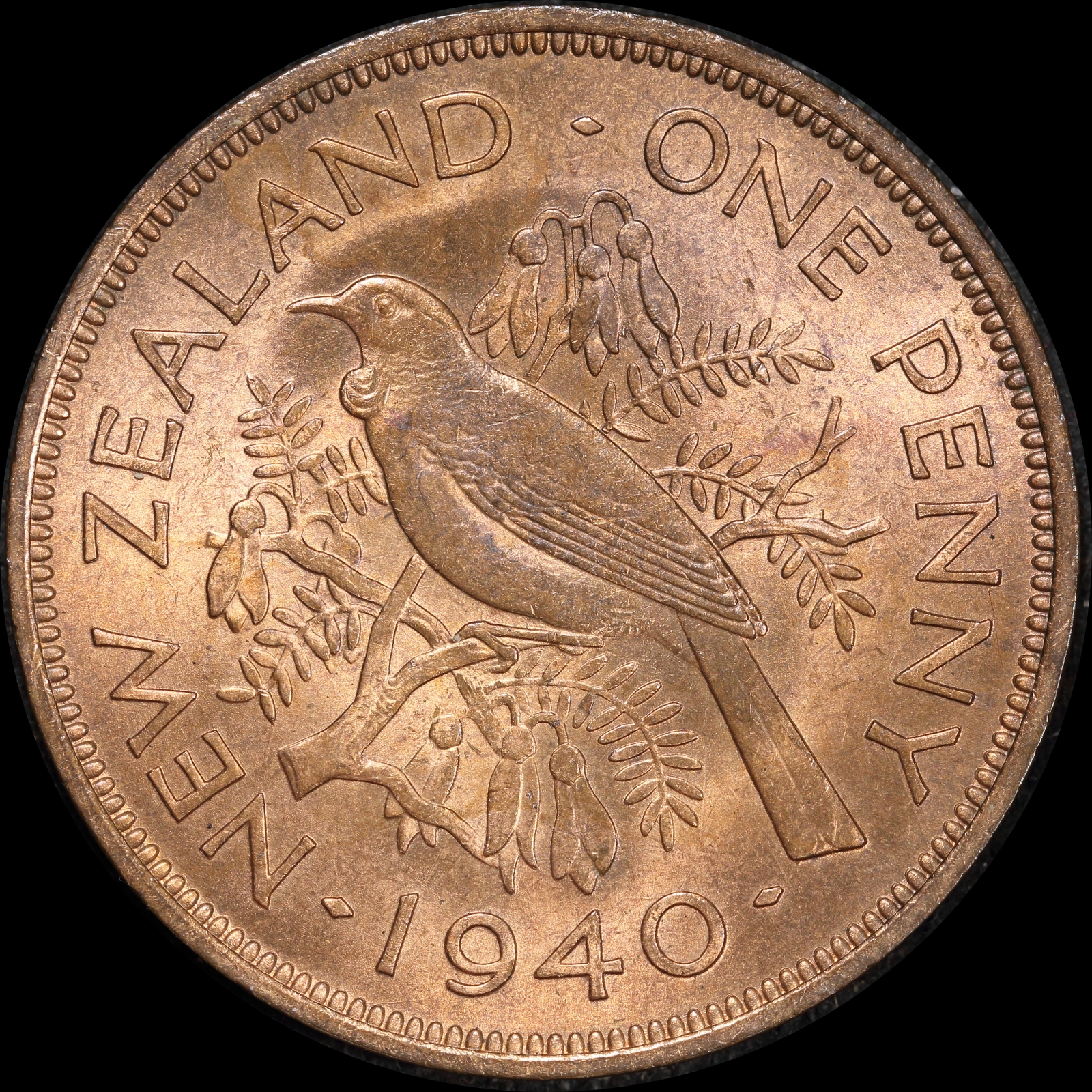 New Zealand 1940 Copper Penny KM#44 Uncirculated product image