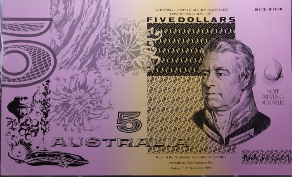 1992 Five Dollars Uncut Block of Four - 25th Anniversary product image