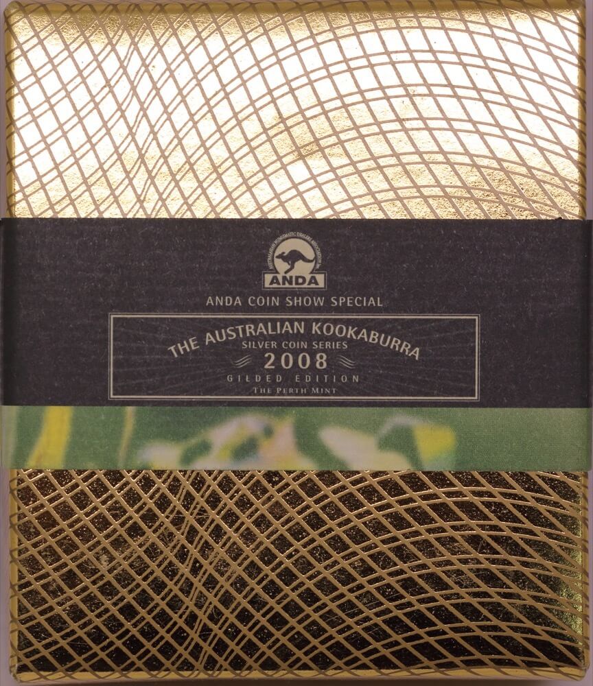 2008 Silver One Ounce Gilded Unc Coin Kookaburra ANDA Show Special product image