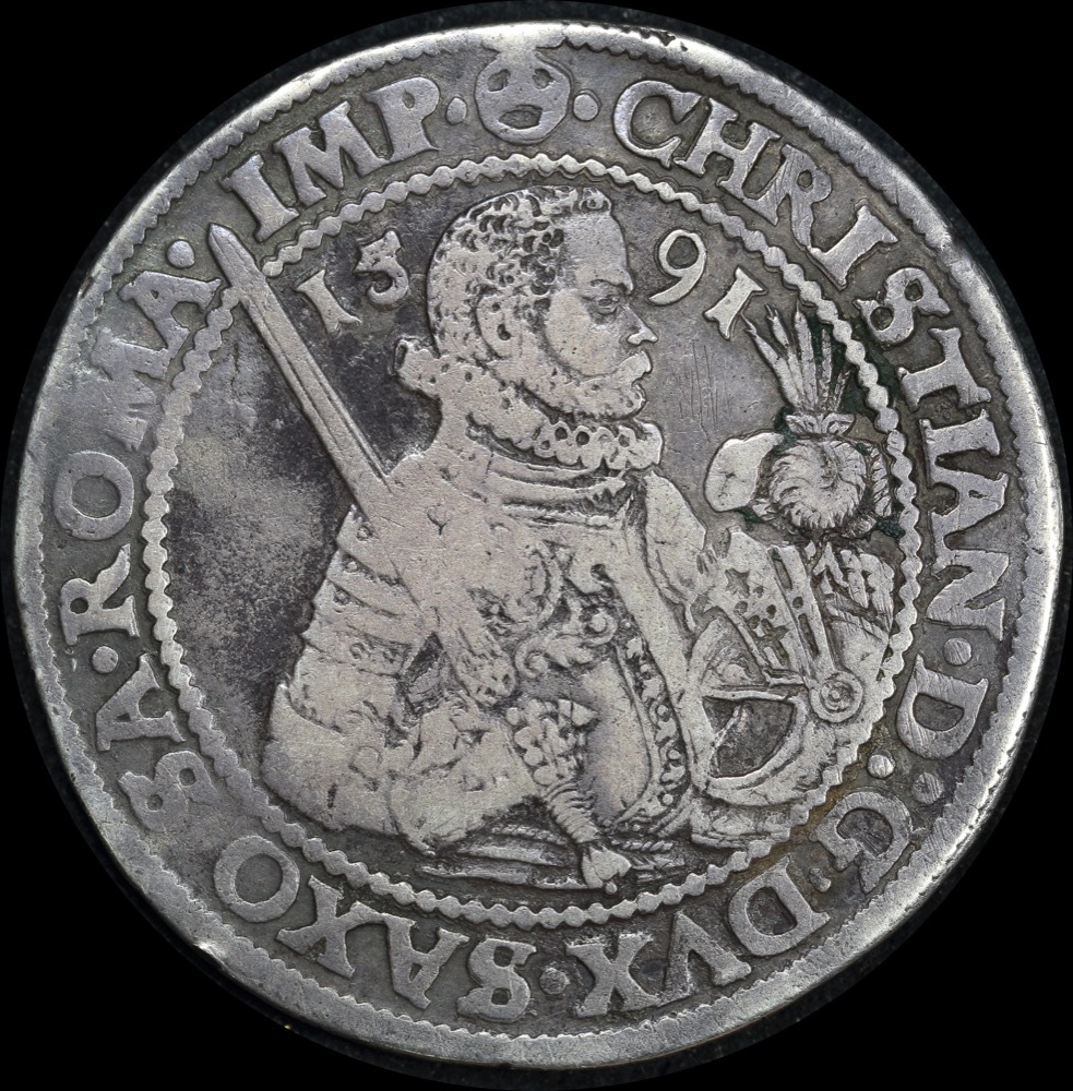 German States (Saxony) 1591 Silver Thaler Dav#9806 Good Fine product image