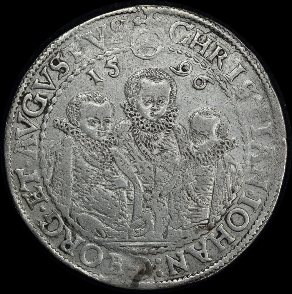 German States (Saxony) 1596 Silver Thaler Dav#9820 3 Brothers about VF product image