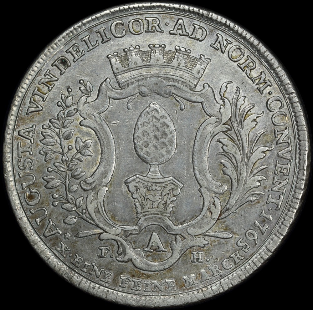 German States (Augsburg) 1765 Silver Thaler Dav#1930 good VF product image
