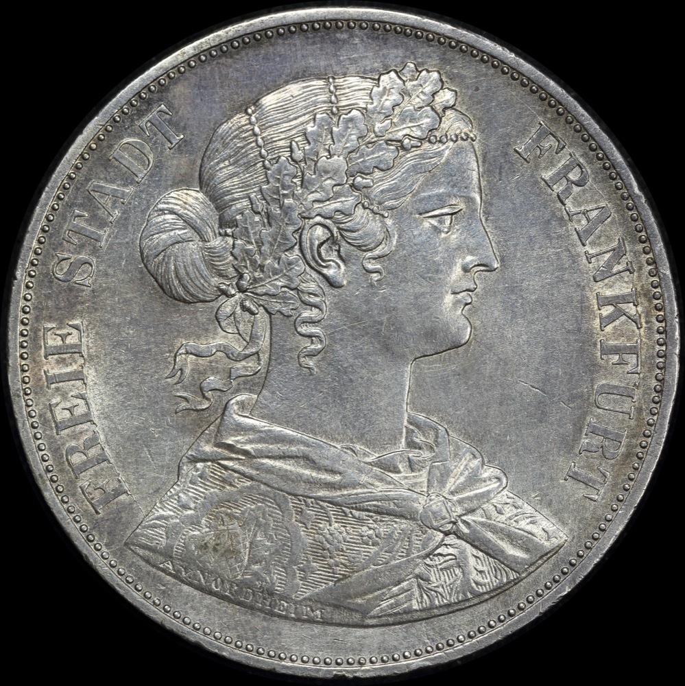 German States (Frankfurt) 1861 Silver 2 1/2 Thaler KM#365 about Unc product image