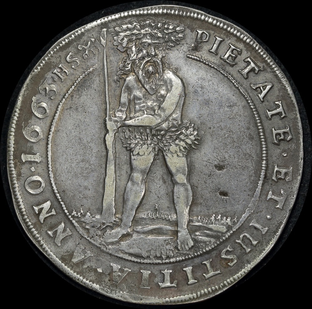 German States (Brunswick-Luneburg) 1663 Silver Wildman Thaler Dav#6528 good VF product image