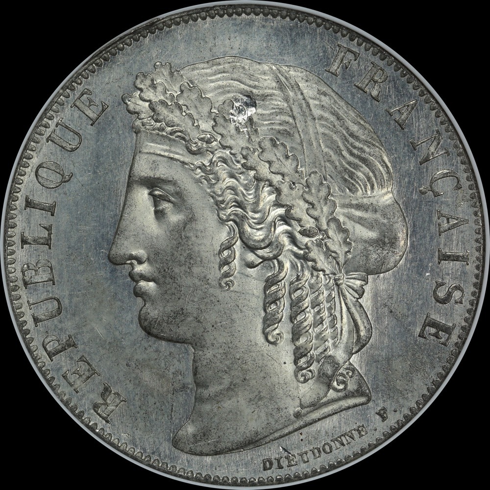 France 1848 White Metal Pattern 5 Francs KM#Pn53 ANACS PF63 product image