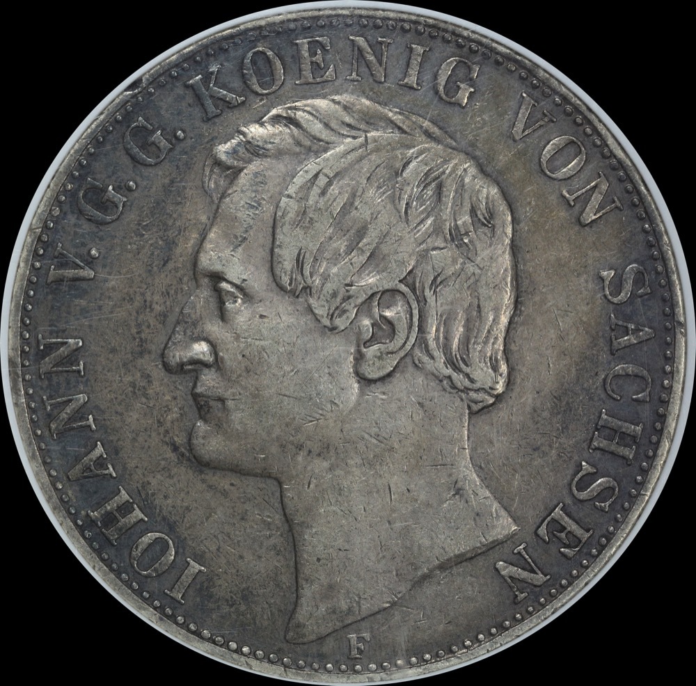 German States (Saxony) 1858-F Silver 2 Thaler KM#1195 NGC XF40 product image