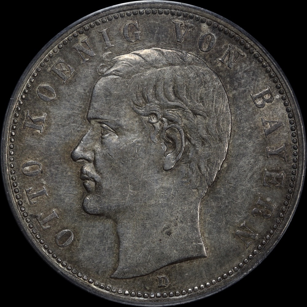 German States (Bavaria) 1907-D Silver 5 Marks KM#915 PCGS AU55 product image