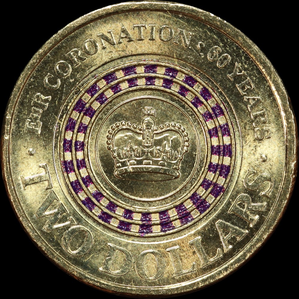 2013 Coloured 2 Dollar Coin Purple Crown Coronation Uncirculated product image