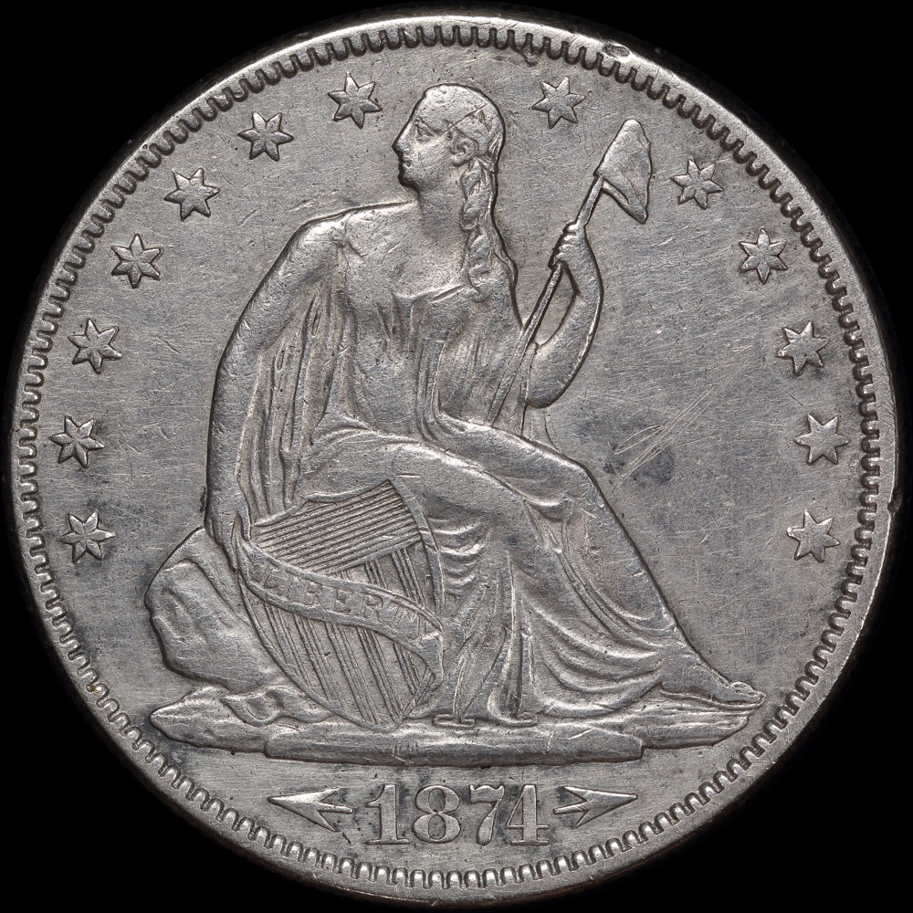 United States 1874 Silver Half Dollar - Liberty Seated  good VF product image
