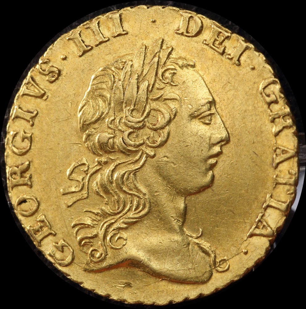 1762 Gold Quarter Guinea George III S#3741 good EF product image