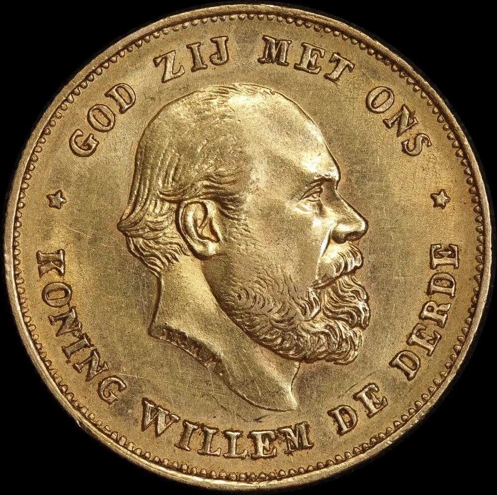 Netherlands 1875 Gold 10 Guilders KM# 105 about Unc product image