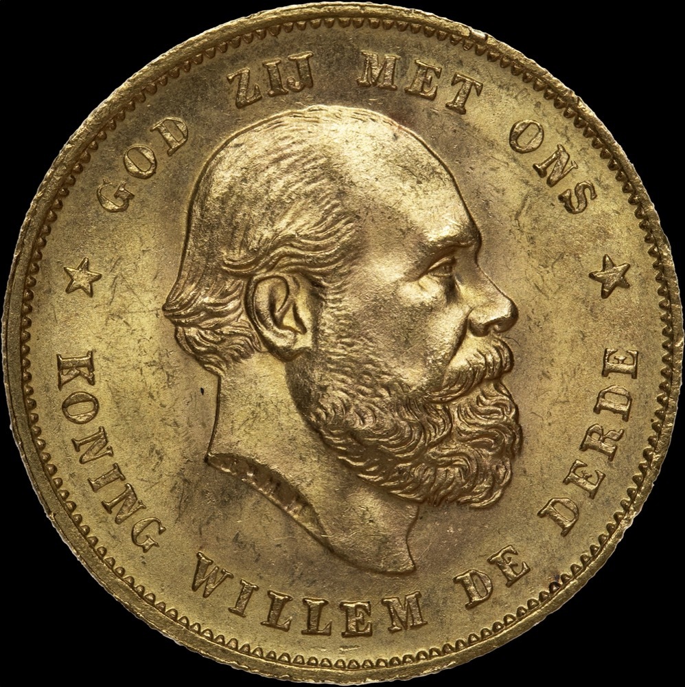 Netherlands 1879 Gold 10 Guilders KM# 106 Choice Uncirculated product image