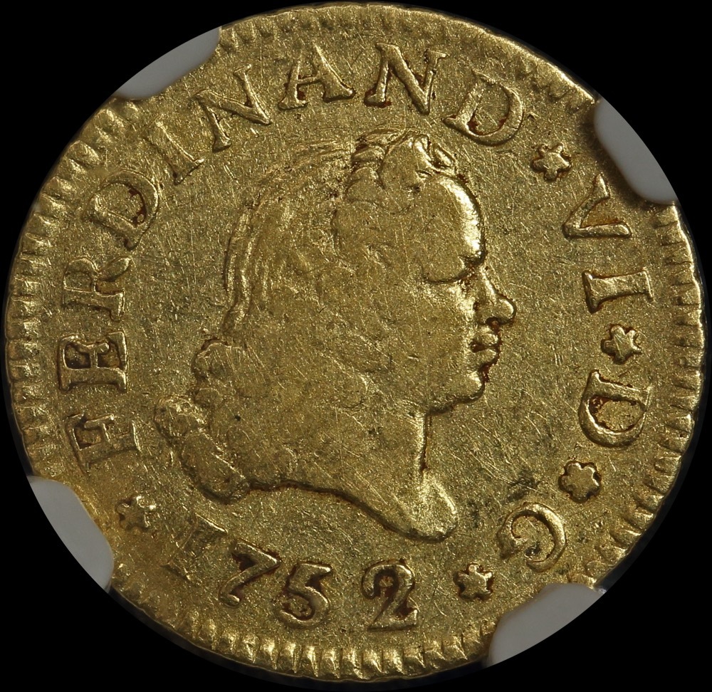 Spain 1752-M Gold 1/2 Escudo KM# 378 NGC VF25 product image