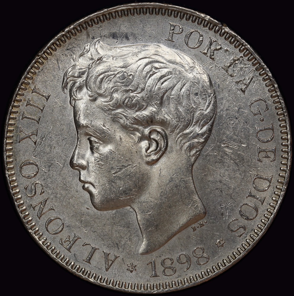 Spain 1898/98 Silver 5 Pesetas KM# 707 Uncirculated product image