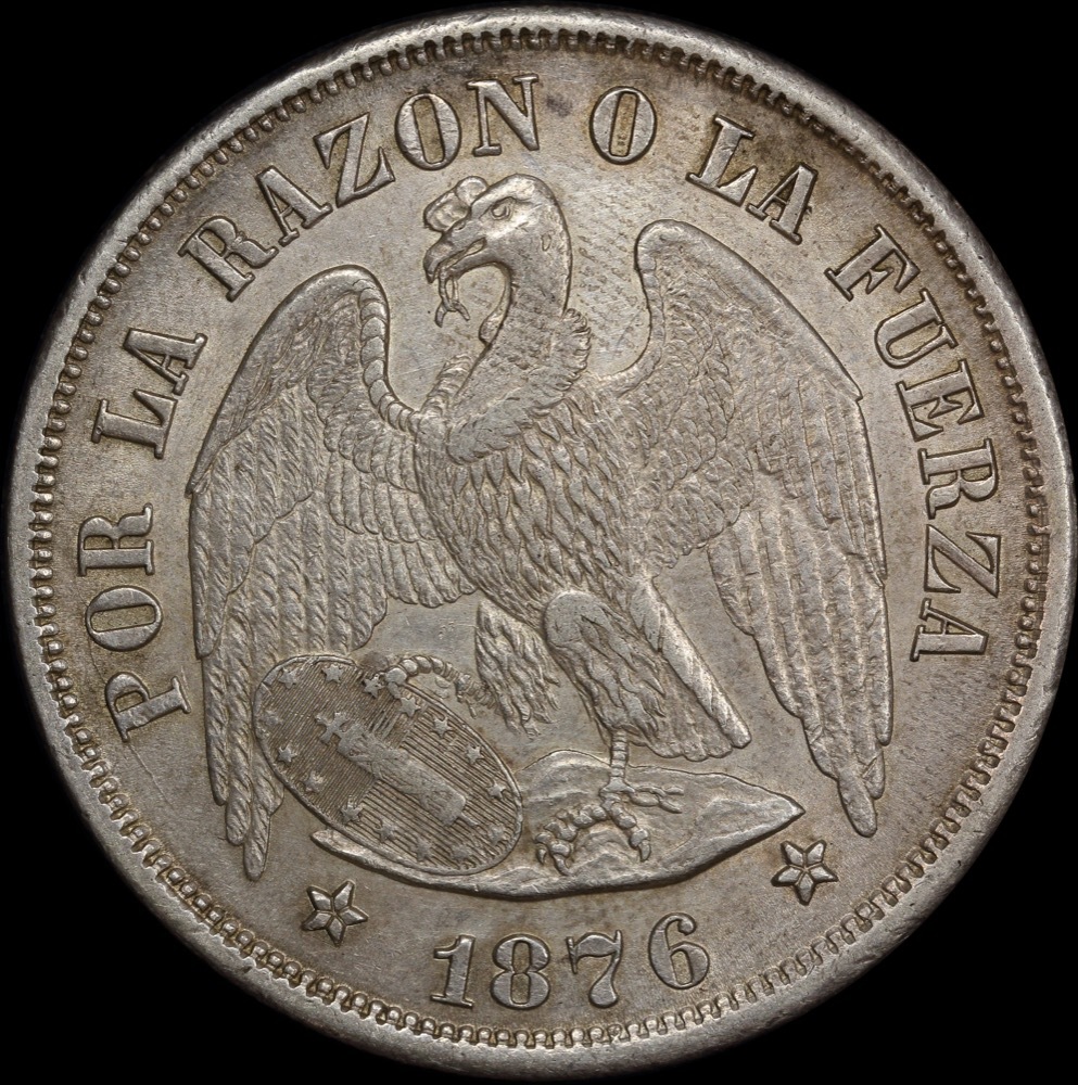 Chile 1876 Silver Peso KM# 142.1 Extremely Fine product image