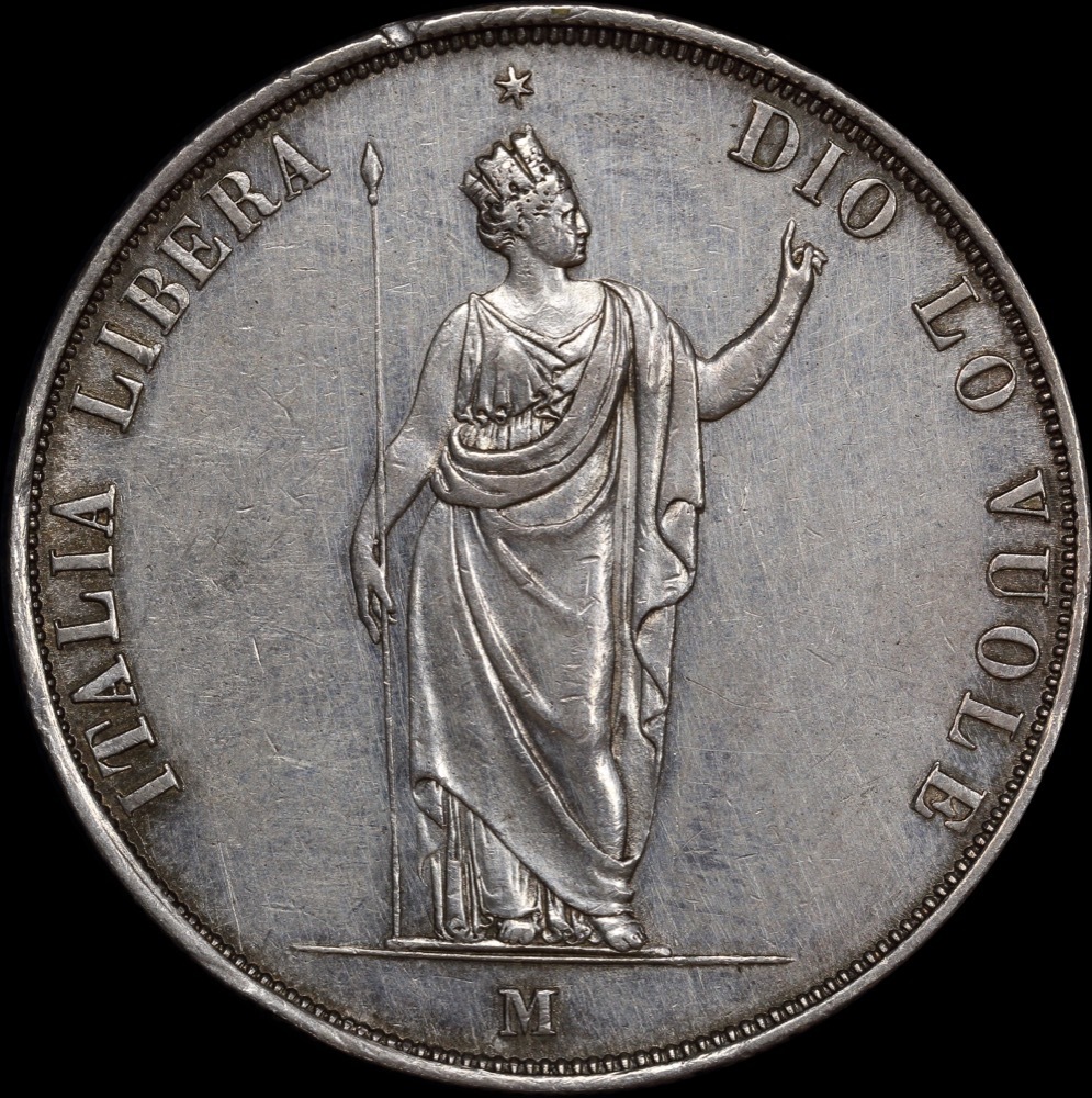 Italian States (Lombardy-Venetia) 1848 Silver 5 Lire C# 22 GEF product image