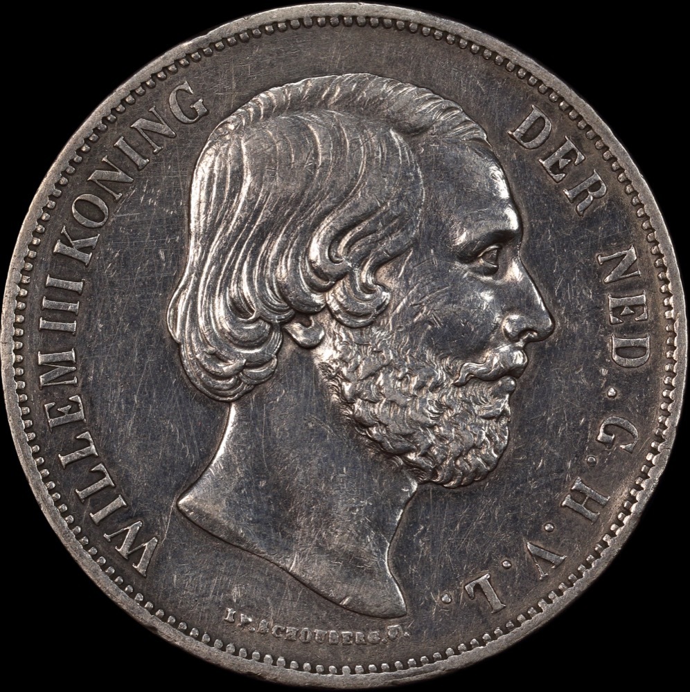 Netherlands 1850 Silver 2 1/2 Guilder KM# 82 Extremely Fine product image