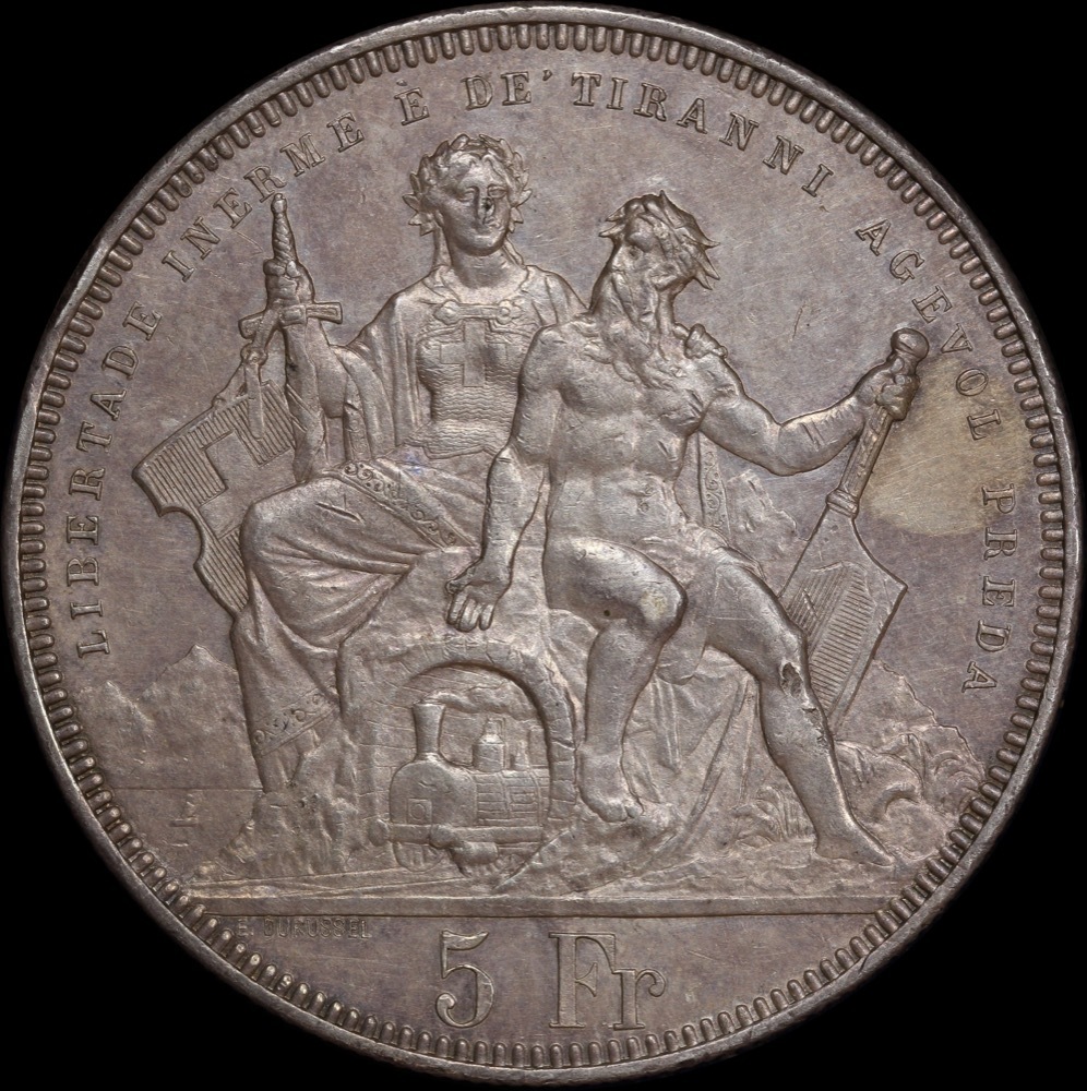 Switzerland 1883 Silver Shooting Thaler - Lugarno X# S16 good EF product image