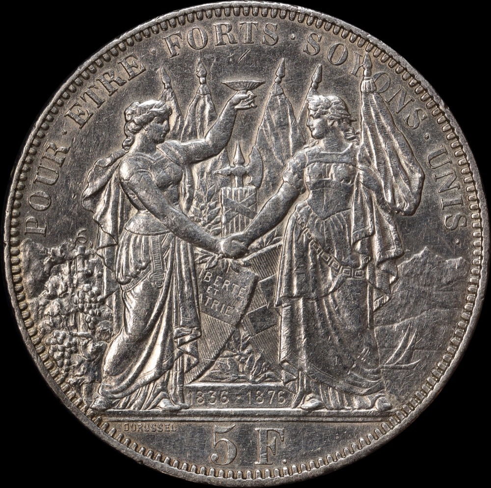 Switzerland 1876 Silver Shooting Thaler - Lausanne X# S13 GEF product image