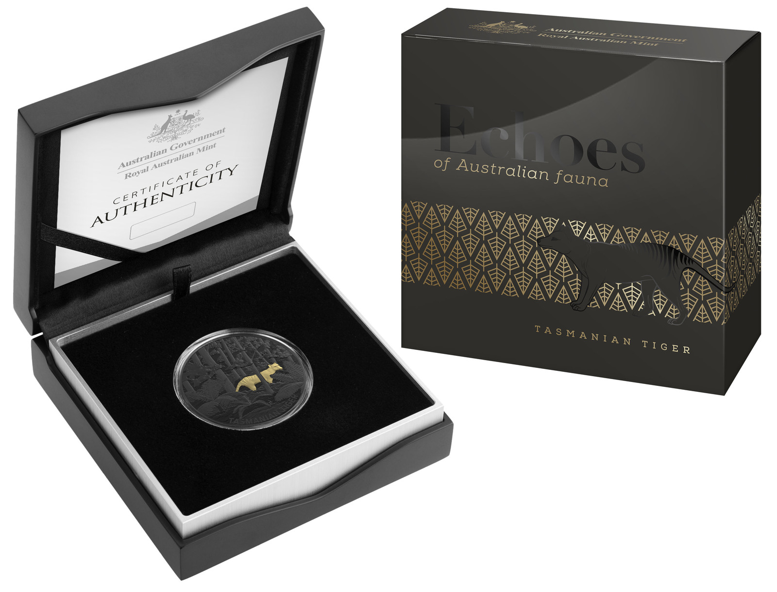 2019 5 Dollar Plated Silver Proof Coin - Tasmanian Tiger product image