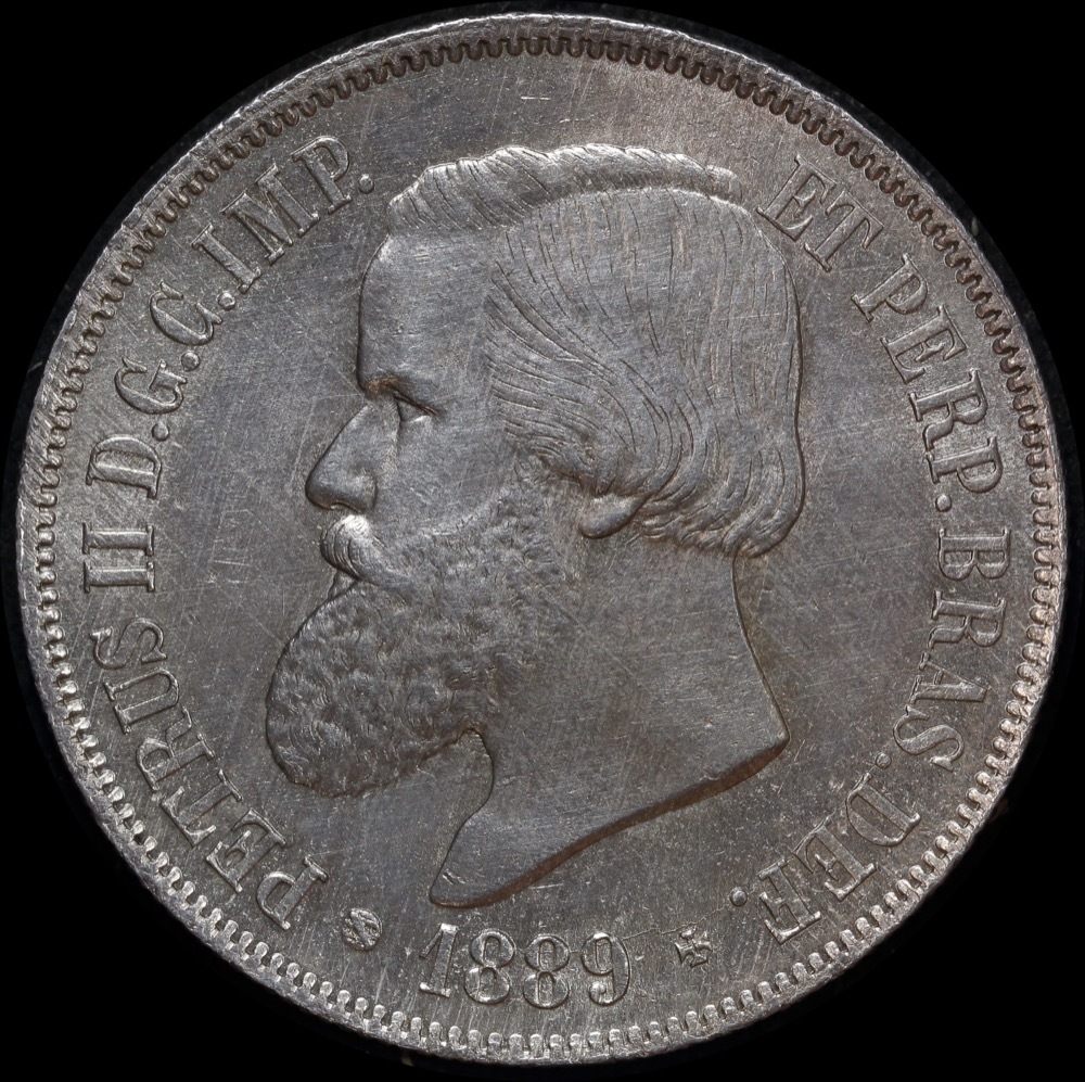 Brazil 1889 Silver 2,000 Reis KM# 485 Uncirculated product image