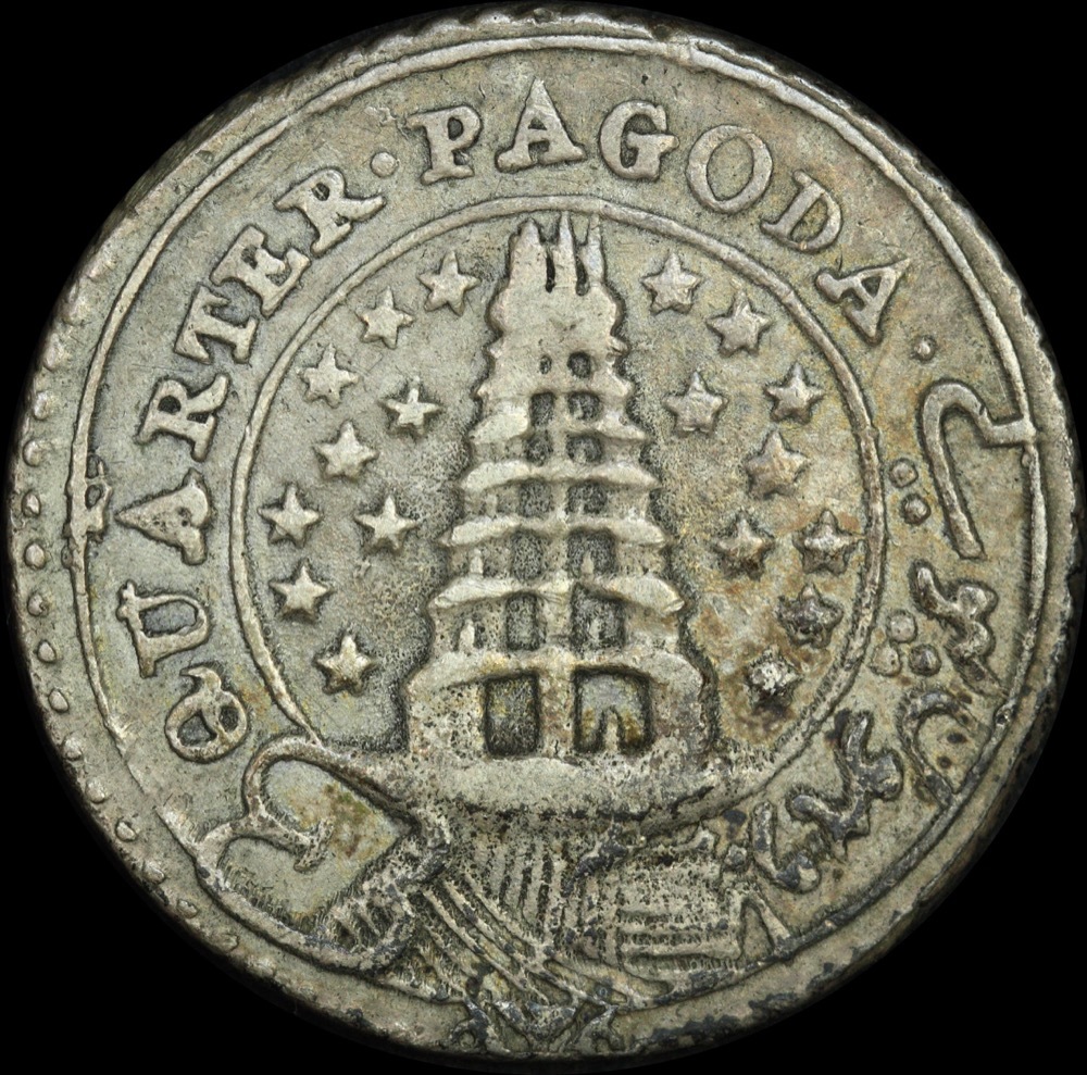 India (British EIC) Madras 1808 Silver Quarter Pagoda KM# 352 about EF product image