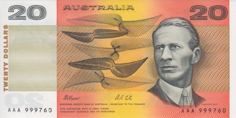 1991 $20 Note AAA serials Fraser/Cole R413A Uncirculated product image