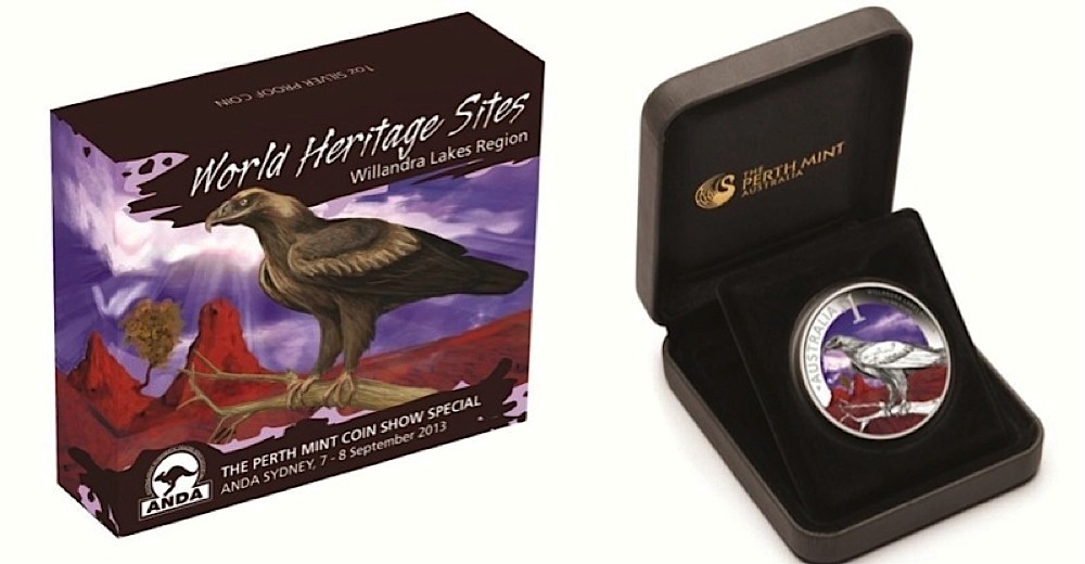 2013 Silver One Ounce Proof Coin Sydney ANDA Show Special Willandra Lakes Eagle product image
