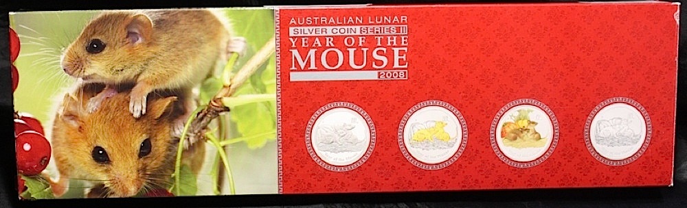 2008 Silver Lunar Four Coin Typeset Year Of The Mouse product image