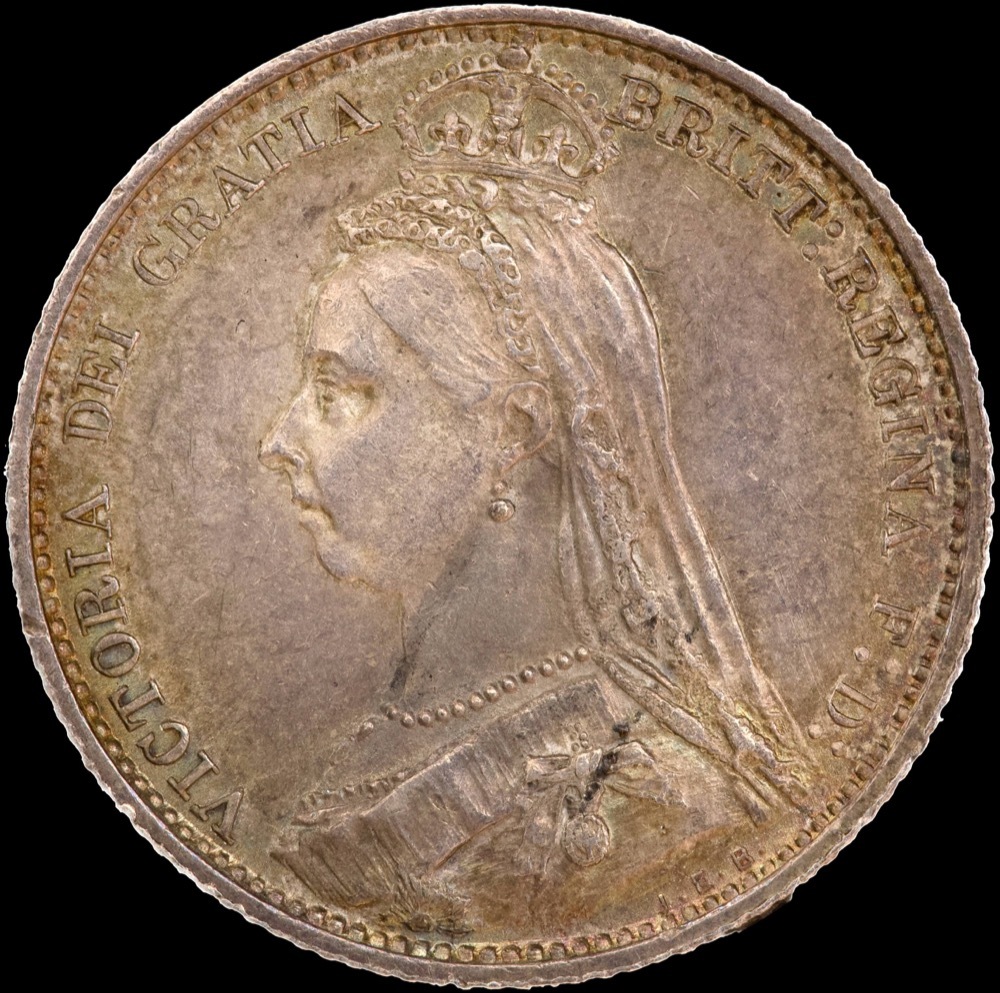 1887 Silver Sixpence Victoria S#3928 Uncirculated product image