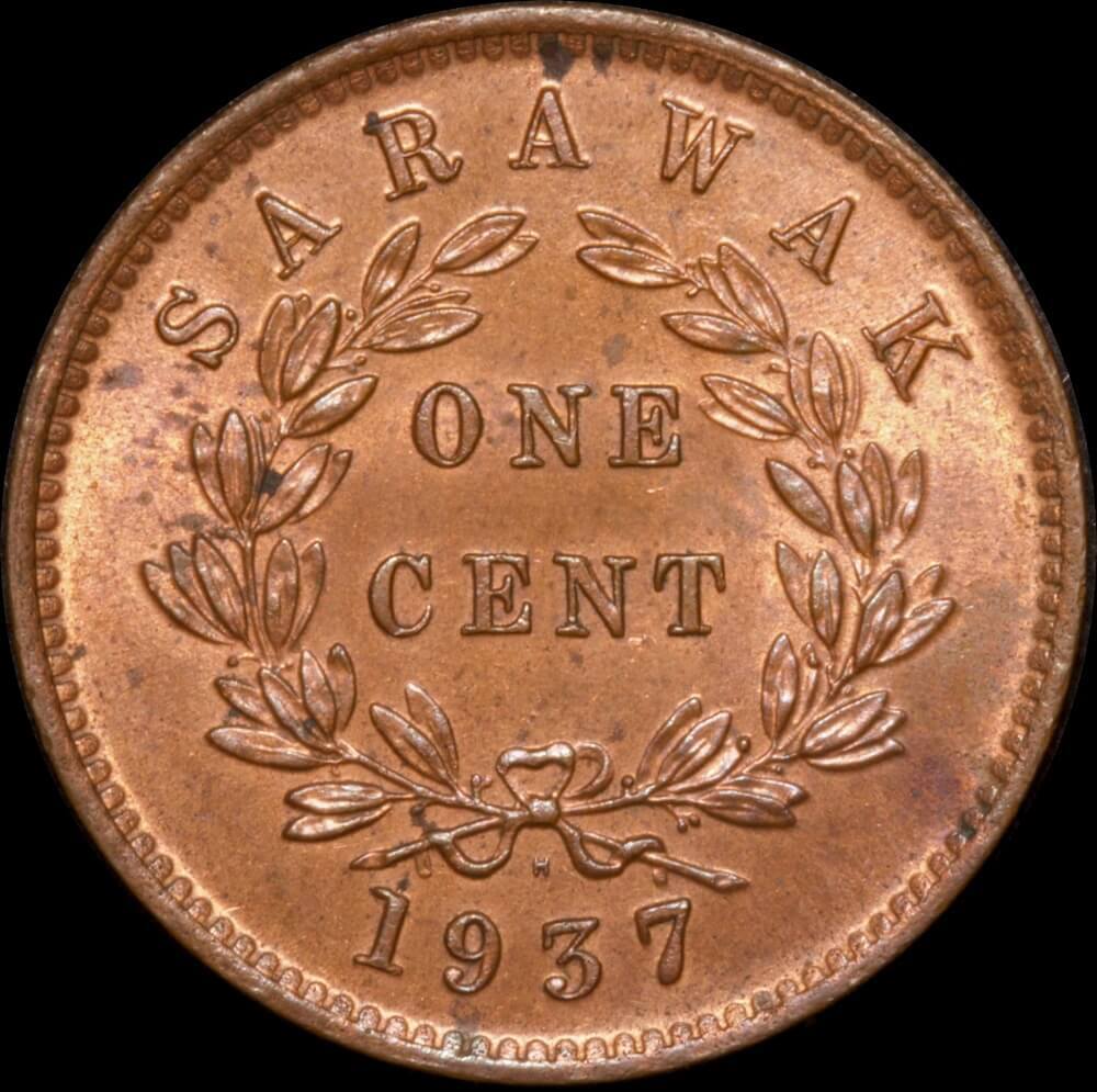 Sarawak 1937 Copper 1 Cent KM#18 Choice Uncirculated product image
