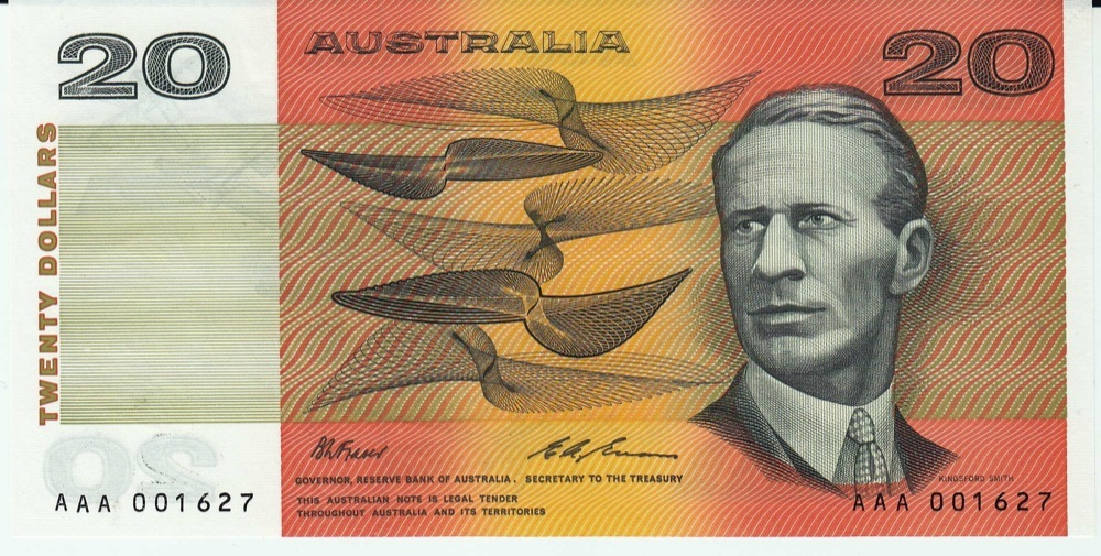 1993 $20 Note AAA serials Fraser/Evans R415A Uncirculated product image