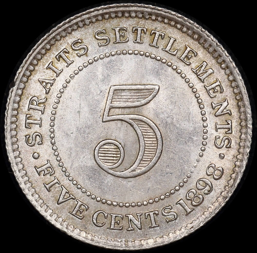 Straits Settlements 1898 Silver 5 Cents KM#10 Uncirculated product image