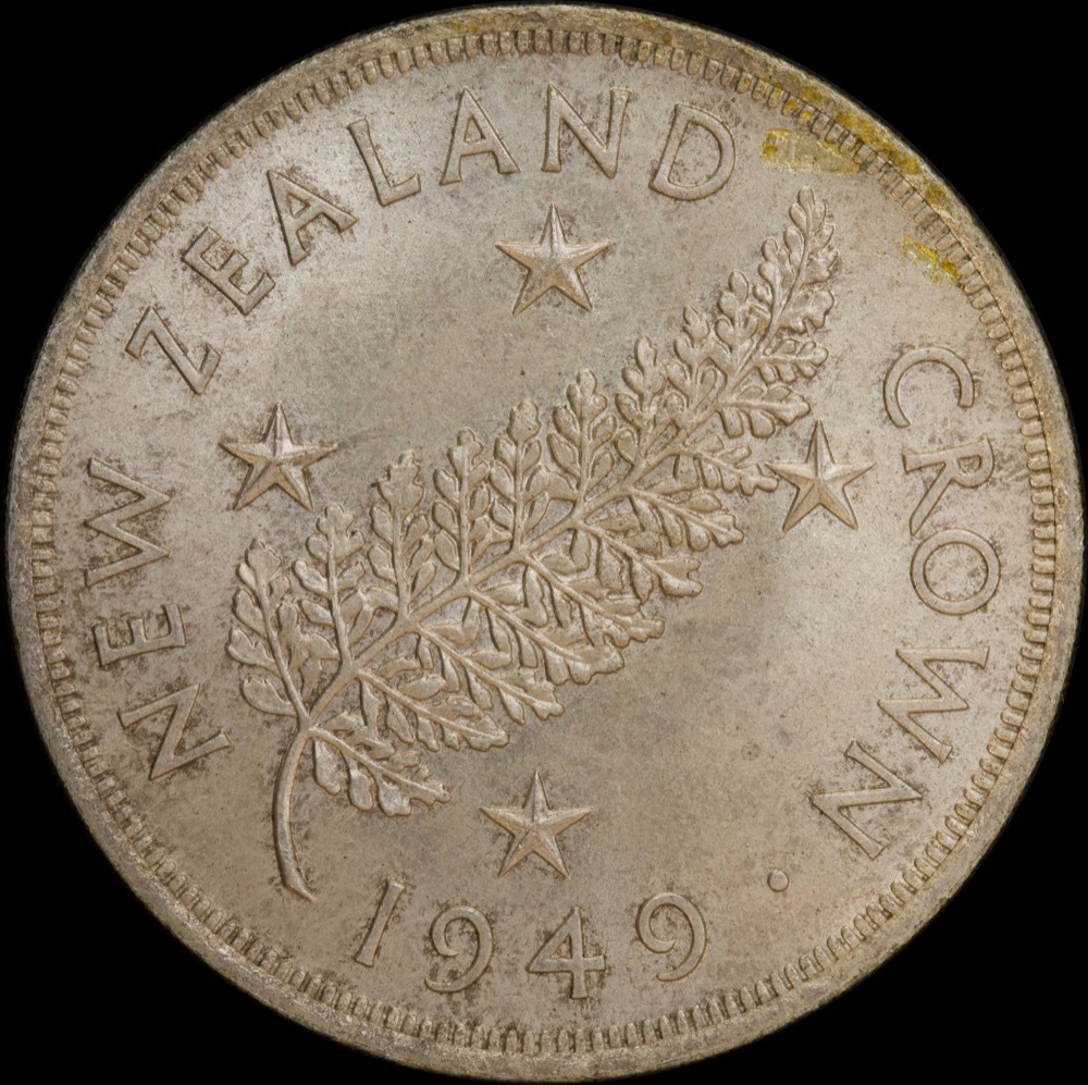 New Zealand 1949 Silver Crown KM#22 Choice Uncirculated product image