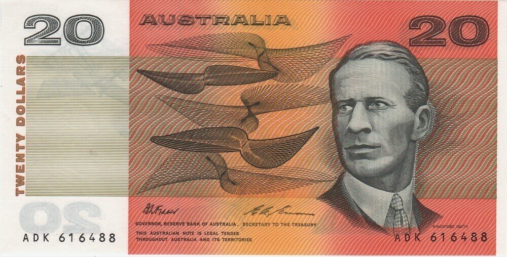 1993 $20 Note ADK Last Paper Prefix Fraser/Evans R415L Uncirculated product image